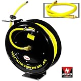 Neiko Commercial-Quality 100-Ft Auto-Rewind Air Hose Reel with 3/8-Inch Rubber Hose