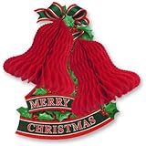 Beistle 1-Pack Tissue Bells with Holly Decoration, 14-1/2-Inch by 13-Inch