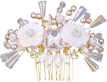 Rustic Boho Wedding Hair Decoration Gold Crystal Bridal Hair Comb Flower