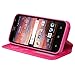 ZTE Maven Case , ZTE OVERTURE 2 , ZTE Fanfare Phone Case , The Smart Choice (Tm) Wallet Case Pouch Cover Fold Stand Case Premium Leather Wallet Flip Case Pu Leather with Card Slots (hot pink)