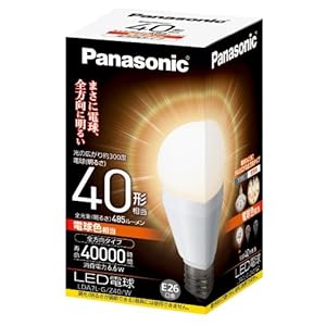 【クリックで詳細表示】パナソニック LED電球 EVERLEDS 一般電球タイプ 全方向タイプ 6.6W (電球色相当) E26口金 電球40W形相当 485 lm LDA7LGZ40W