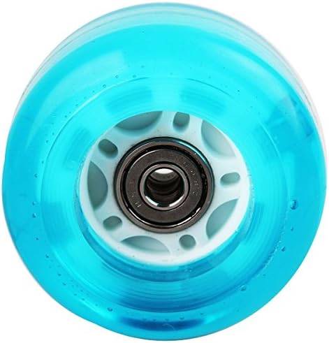 Blue PU Drift Skate Board Wheel with Bearings Assembled Ready to Use Flashing