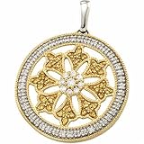 0.50 Ct.T.W. Round Brilliant Cut White & Natural Fancy Yellow Diamonds, 14Kt. Yellow Gold Rhodium Plated. Lantern Designed White & Natural Yellow Diamond Pendant