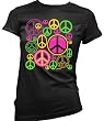 Neon Peace Signs Juniors Girls T-shirt, Peace and Love Juniors Shirts