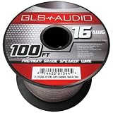 GLS Audio Premium 16 Gauge 100 Feet Speaker Wire - True 16AWG Speaker Cable 100ft Clear Jacket - High Quality 100' Spool Roll 16G 12/2 Bulk