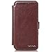 Galaxy S6 Wallet Case, VENA [vFolio | Genuine Leather] Slim Vintage Flip Wallet Stand Case with Card Slots for Samsung Galaxy S6 (Brown/Black)