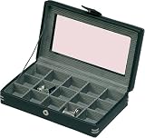 Kitchen & Housewares : Leather Cufflink Box 15 Compartments
