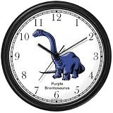 Brontosaurus - Purple Dinosaur Animal Wall Clock by WatchBuddy Timepieces (Hunter Green Frame)