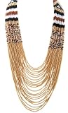 Josefina De Alba Navajo Design Gold Multi-Colored Multi-Strand Seed Bead Necklace, 34''