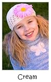 Girls My Little Noggin cream crochet beanie kufi hat & pink flower for baby & toddler