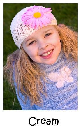 Girls My Little Noggin cream crochet beanie kufi hat for baby & toddler