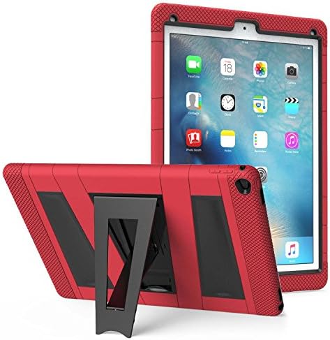 Rugged Defender Case with Built-in Clear Screen Protector for iPad Pro 12.9" Red