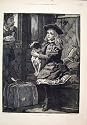 DOG TICKET MISS GIRL TRAIN CARRIAGE 1882 ANTIQUE PRINT