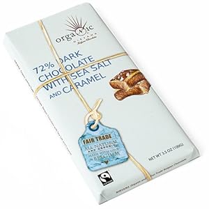 Organic Dark Belgian Chocolate Bar with Caramel and Sea Salt 72% (3.5 ounce)