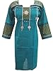 Womens Indian Ethnic Kurta Tunic Blue Printed Cotton Boho Dress Kaftan (Chest:48")