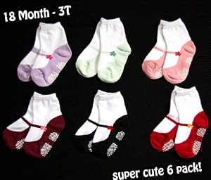 Ema Jane - 6 Set of 18 Month to 3T Girl Socks, Similar to Mary Jane Trumpette Socks