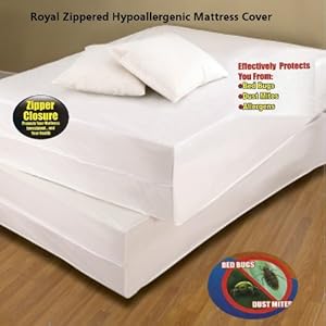 Royal Bed Bug Hypoallergenic Mattress Cover With Zipper Enclosure - FULL Size