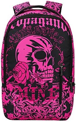Coolest Unique Fashion Rose Skull Print Backpack, 25L Splash-proof Durable Daypack, Multi-Pocket fits 15" Laptop and iPad tablets, Travel Casual School Gym Camping Beach Party Sports Outdoor bag