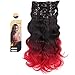 Creamily(TM) #1B/BUG/RED For Full Head Synthetic Clip In Hair Extensions Curly Accessories 8 Pieces 18