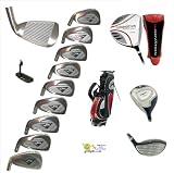 AGXGOLF: Men's Left Hand Magnum Tour Compitition Edition Golf Club Set; w/OverSize Graphite Shaft Driver, 3 & 5 Woods: Callaway Style Irons Cadet Regular or Tall Length; Free Putter