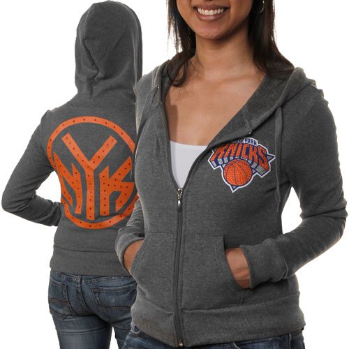 NBA New York Knicks Ladies On Court Full Zip Hoodie Sweatshirt - Gray (X-Large)