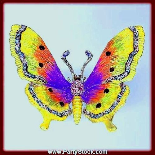 Butterfly Decoration Figurine Swarovski Crystals Purple Pink Enameled Figure