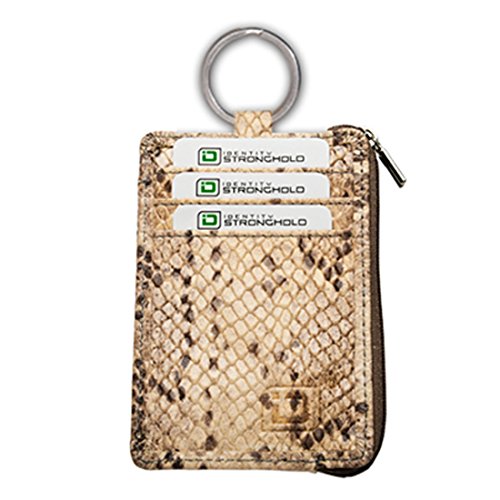 RFID Wallet Mini with Key Ring - Designer (Cream Python)