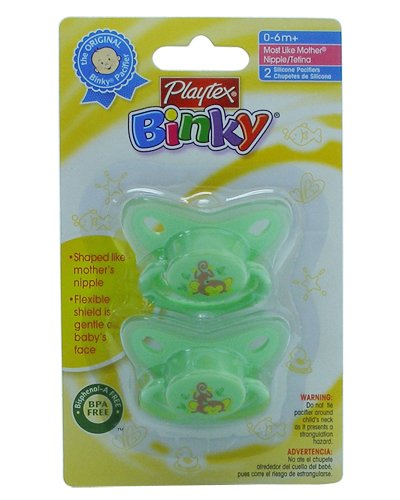 Playtex Baby Binky Most Like Mother Silicone Pacifiers - 0-6+ Months: Green