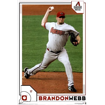 Professionally Framed Arizona Diamondbacks (Brandon Webb) Sports Poster Print - 24x36 with RichAndFramous Black Wood Frame