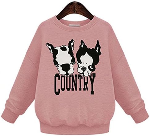 Blrose Cute Cartoon Dog Print Sweatshirt (Pink)