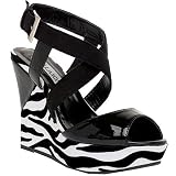 Zebra Wedge Platform Sandal Criss Cross Heels