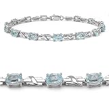 9.10 Carat Genuine Blue Topaz Sterling Silver Bracelet