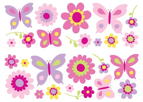Fun4walls sa30149 flowers and butterflies wall stickers