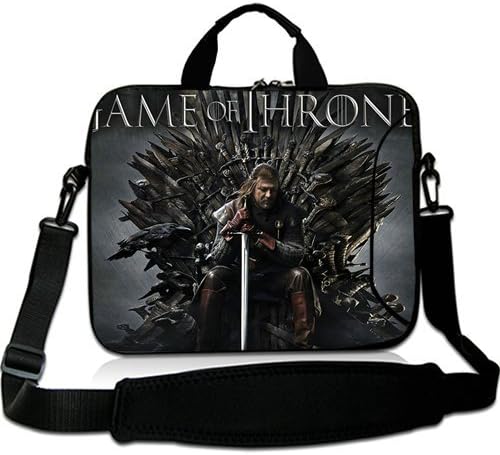 HUADO New Style game of thrones tv show Laptop Shoulder Bag Portable Laptop Carrying Bag Twin Sides Patterns Waterproof Canvas Fabric Case for 17 17.3 Inch Laptop