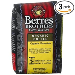 Berres Brothers Coffee Roasters Organic Peruvian Coffee, Whole Bean, 10-Ounce Bags (Pack... by Peruvian Coffees