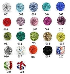 Lot de 100 Perles Style Shamballa Strass Cristal 10 mm - 20 Couleur au Choix
