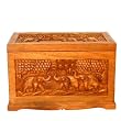 EXP Handmade Asian Furniture - 23" Exotic Thai Elephant Design Wood Storage Chest / Coffee Table