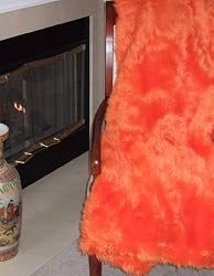 Orange Plush Fun Fur | Faux Fur Throw | Reversible | 60 Inches by 70 Inches
