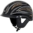 AFX Pinstripe Flame Adult FX-200 Touring Motorcycle Helmet w/ Free B&F Heart Sticker - Black/Silver/Orange