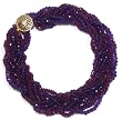 14k Yellow Gold 3mm Amethyst and Garnet Woven Strand Bracelet, 8"
