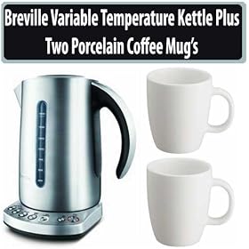 Breville BKE820XL Variable Temperature Kettle With White Porcelain Coffee Mug Set by 