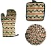 Oven Mitt Glove, Hot Pad Pot Pan Handle Holder, Coiled Cloth Trivet Christmas Gift Set Antique Holly Berries Design By American Greetings