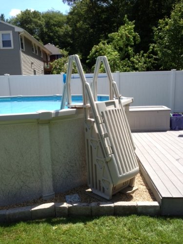 Onlinepoolshop Com Vinyl Works Ne115t Neptune Frame Entry System For Above Ground Pool Taupe