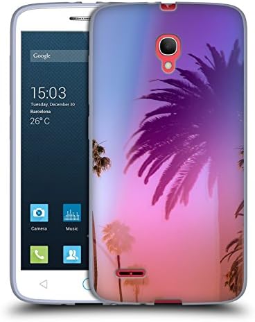 Official Elena Kulikova Palm Tree Sunset Tropical Soft Gel Case for Alcatel Pop 2 (5) / Dual