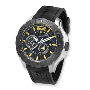Blk/yellow Dial Stainless Steel Automatic Watch by Charles Hubert Paris Watches, Best Quality Free Gift Box Satisfaction Guaranteed