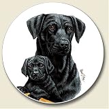 Black Labrador Lab Set/2 Auto Coasters For Car