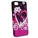 Snap-on Rubber Coated Case compatible with Apple iPhone 4 / 4S, Dark Purple Heart with Flower Rear