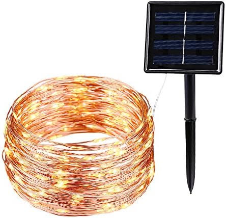 LUCKLED Fairy Decorative Christmas Solar String Lights, 49ft 150 LED Copper Wire Starry String lights Ambiance Lighting for Indoor and Outdoor, Home, Garden, Patio, Party Decorations (Warm White)