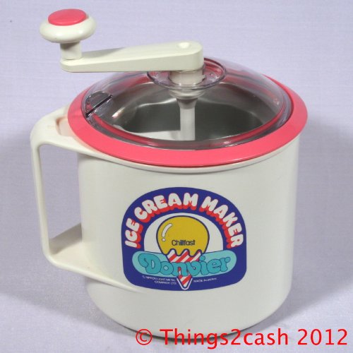 Donvier Chillfast 1 Quart Ice Cream Maker - Select from Pink, Yellow, Blue or White Trim