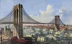 East River Traffic Below the New Brooklyn Bridge - Currier & Ives Lithograph, 1874 - 16x20-inch - Fine-Art-Quality Photographic Print of an Image from the Library of Congress Collection